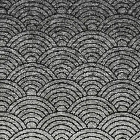 Black Silver And Gray Geometric Washable Indoor Outdoor Area Rug Photo 2