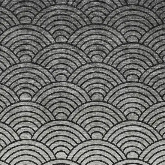 Black Silver And Gray Geometric Washable Indoor Outdoor Area Rug Photo 2