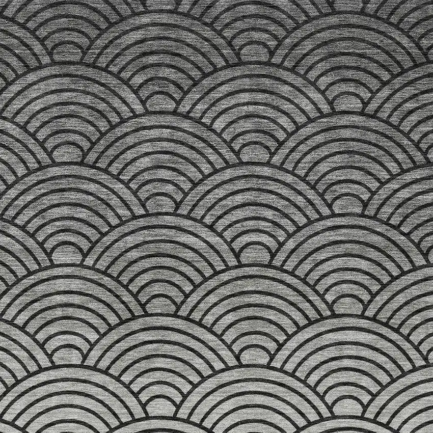 Black Silver And Gray Geometric Washable Indoor Outdoor Area Rug Photo 2