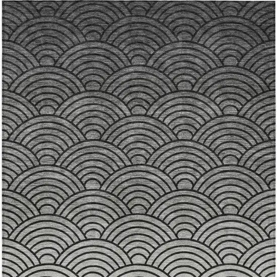 Black Silver And Gray Geometric Washable Indoor Outdoor Area Rug Photo 3