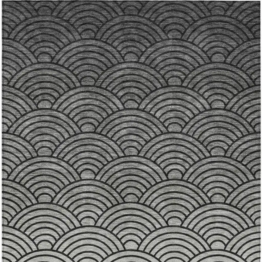 Black Silver And Gray Geometric Washable Indoor Outdoor Area Rug Photo 3