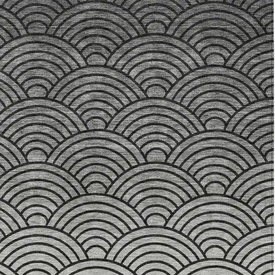 Black Silver And Gray Geometric Washable Indoor Outdoor Area Rug Photo 2