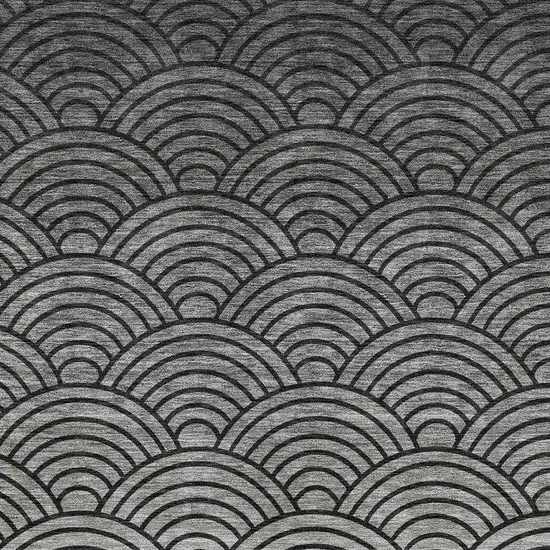 Black Silver And Gray Geometric Washable Indoor Outdoor Area Rug Photo 2