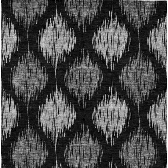 Black Silver And Gray Ikat Washable Indoor Outdoor Area Rug Photo 7