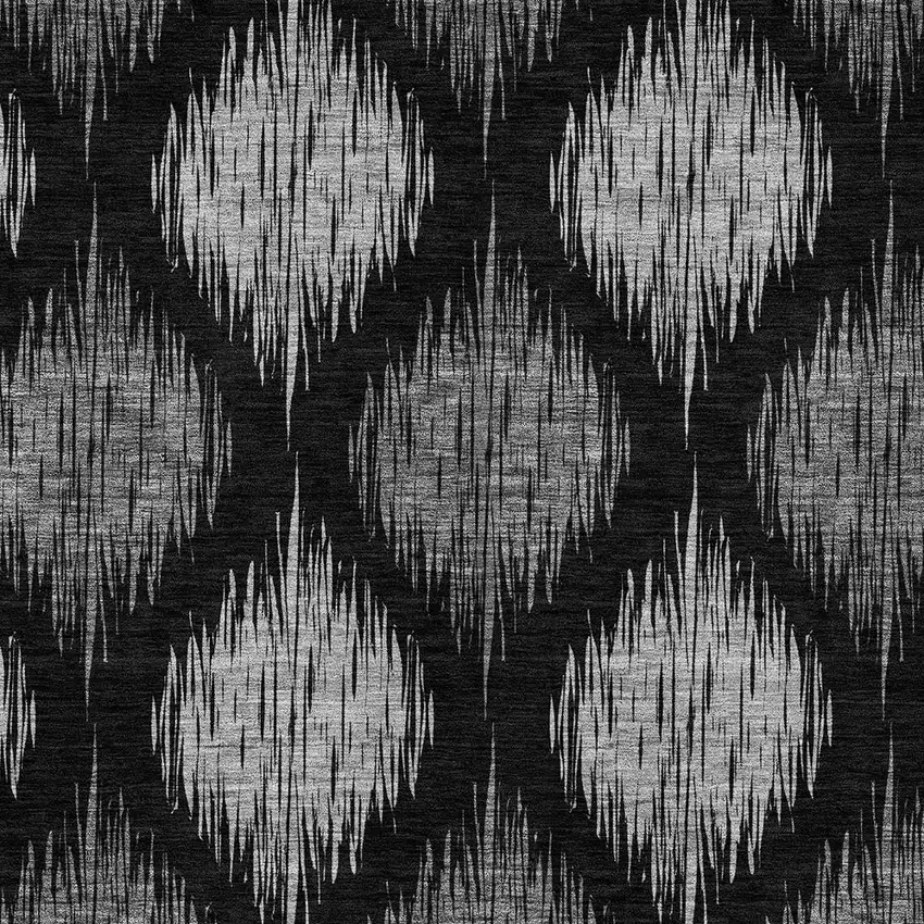 Black Silver And Gray Ikat Washable Indoor Outdoor Area Rug Photo 6