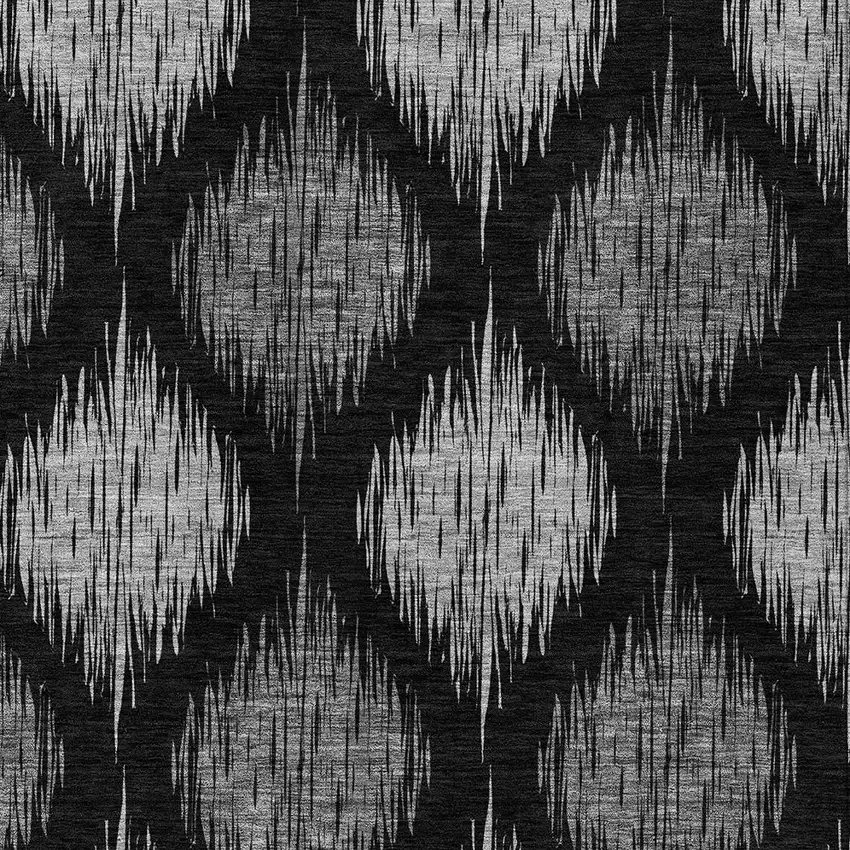 Black Silver And Gray Ikat Washable Indoor Outdoor Area Rug Photo 6