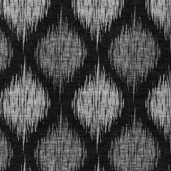 Black Silver And Gray Ikat Washable Indoor Outdoor Area Rug Photo 6