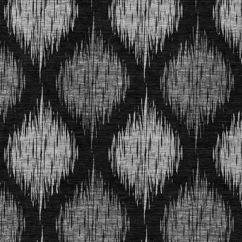 Black Silver And Gray Ikat Washable Indoor Outdoor Area Rug Photo 6