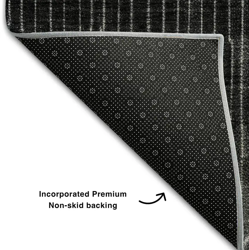 Black Silver And Gray Ombre Washable Area Rug With UV Protection Photo 5