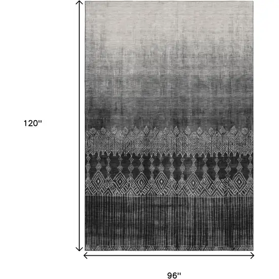 Black Silver And Gray Ombre Washable Area Rug With UV Protection Photo 9