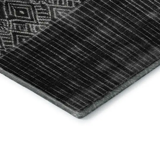 Black Silver And Gray Ombre Washable Area Rug With UV Protection Photo 7