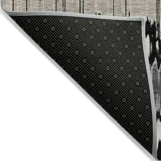 Black Silver And Gray Striped Washable Indoor Outdoor Area Rug Photo 3