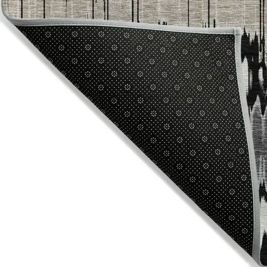 Black Silver And Gray Striped Washable Indoor Outdoor Area Rug Photo 3