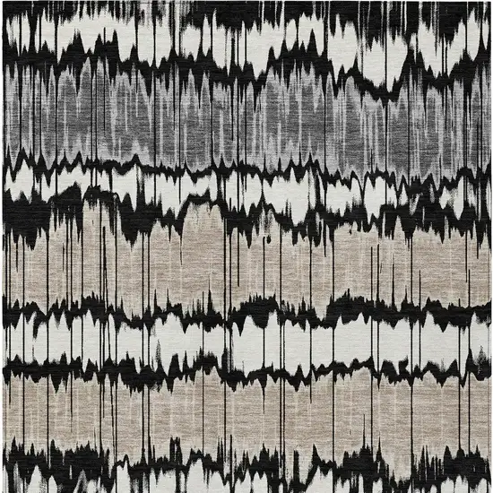 Black Silver And Gray Striped Washable Indoor Outdoor Area Rug Photo 4