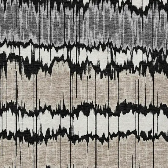 Black Silver And Gray Striped Washable Indoor Outdoor Area Rug Photo 4