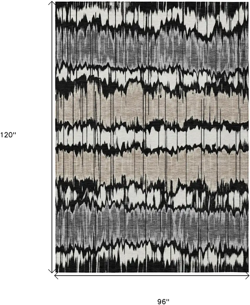 Black Silver And Gray Striped Washable Indoor Outdoor Area Rug Photo 7