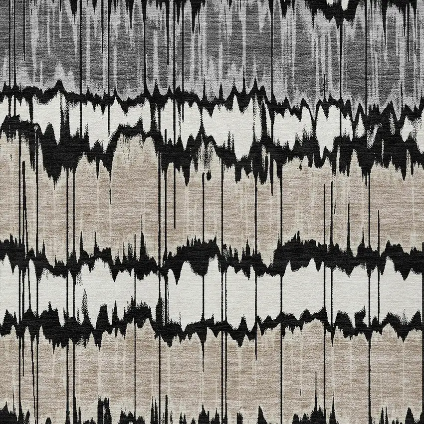 Black Silver And Gray Striped Washable Indoor Outdoor Area Rug Photo 4
