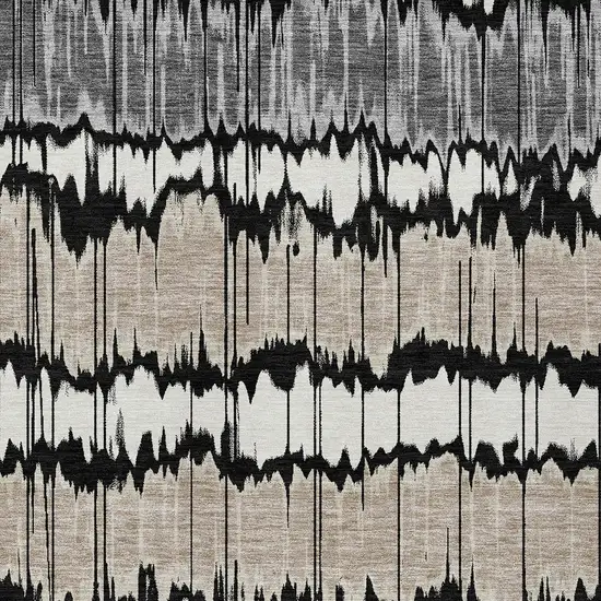 Black Silver And Gray Striped Washable Indoor Outdoor Area Rug Photo 4
