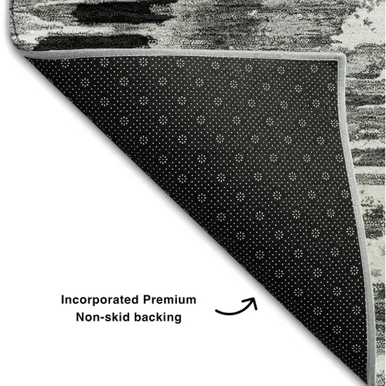 Black Silver And Ivory Diamond Washable Area Rug With UV Protection Photo 7