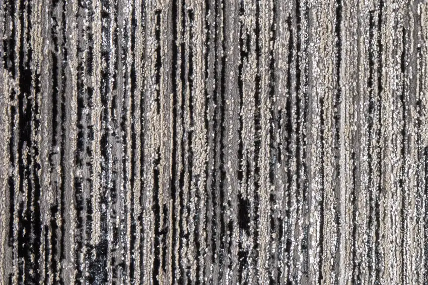 Black Silver and Gray Abstract Runner Rug Photo 9