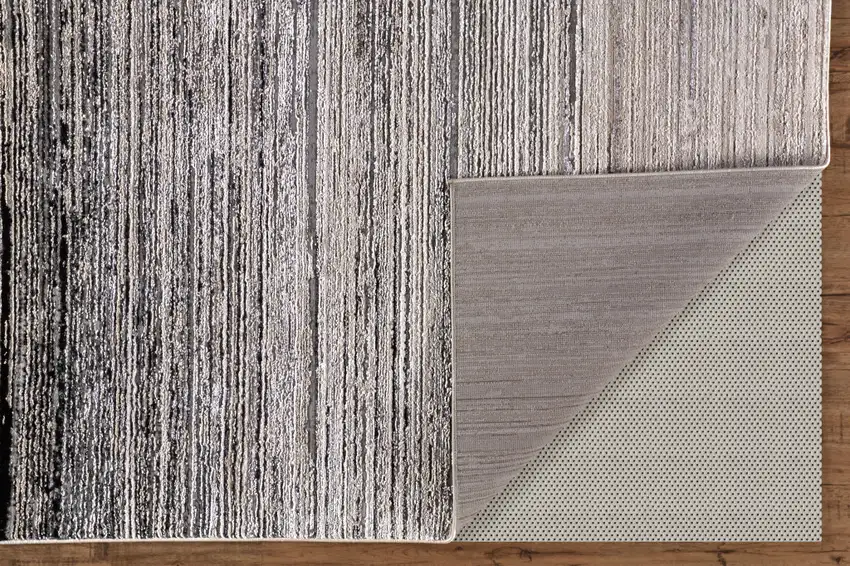 8' Black Silver And Gray Abstract Runner Rug Photo 6