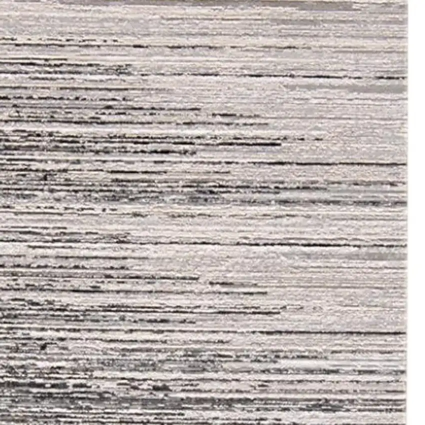 8' Black Silver And Gray Abstract Runner Rug Photo 3