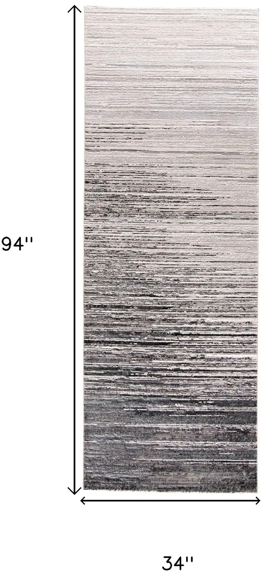 Black Silver and Gray Abstract Runner Rug Photo 3