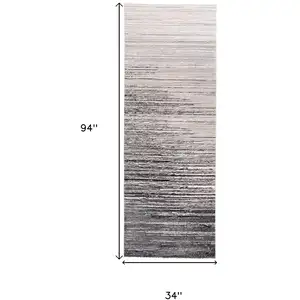Photo of Black Silver and Gray Abstract Runner Rug