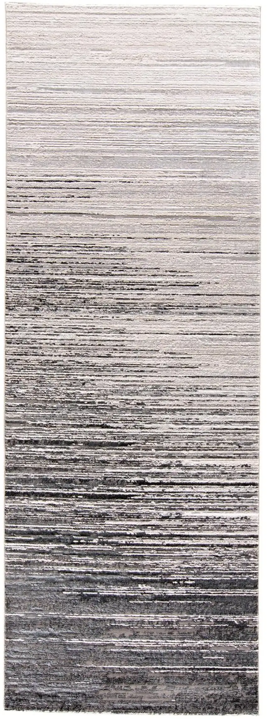 Black Silver and Gray Abstract Runner Rug Photo 2