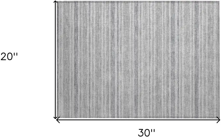 Black Silver and Gray Striped Washable Non Skid Indoor Outdoor Area Rug Photo 3