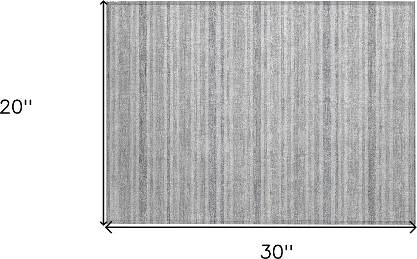 Black Silver and Gray Striped Washable Non Skid Indoor Outdoor Area Rug Photo 3