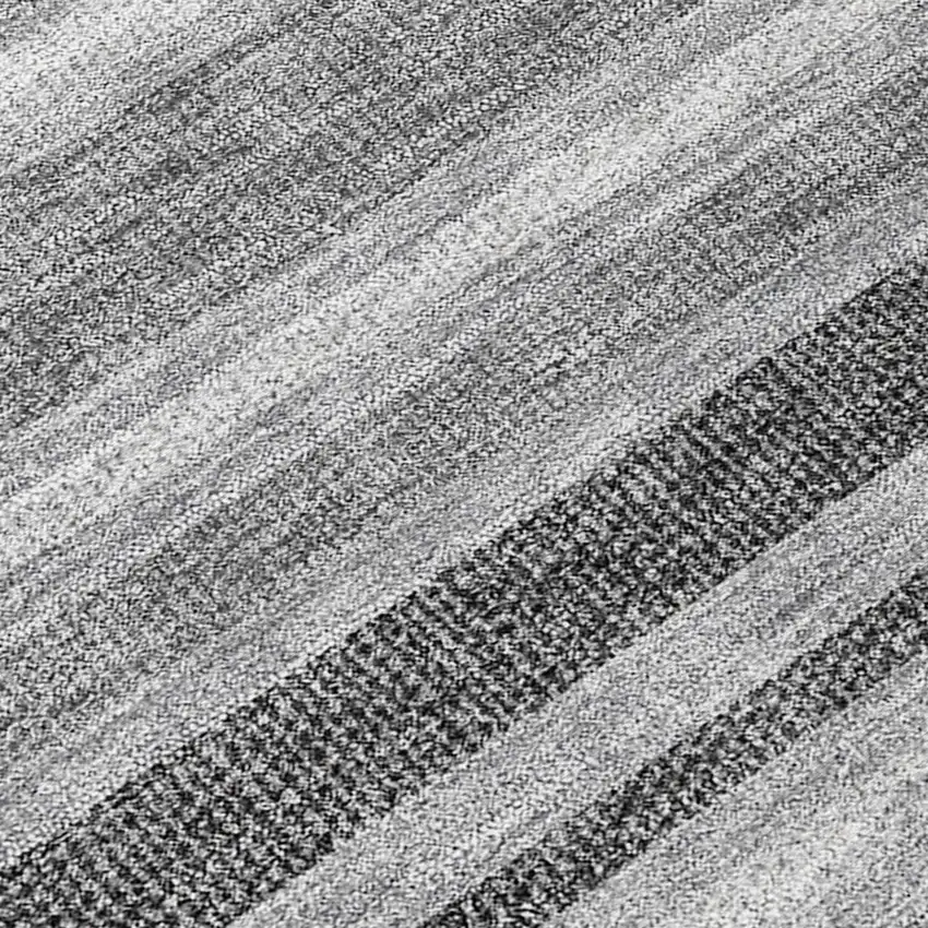 Black Silver and Gray Striped Washable Indoor Outdoor Area Rug Photo 6