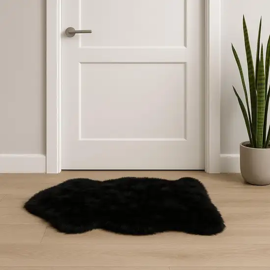Black Shag Sheepskin Area Rug Photo 1