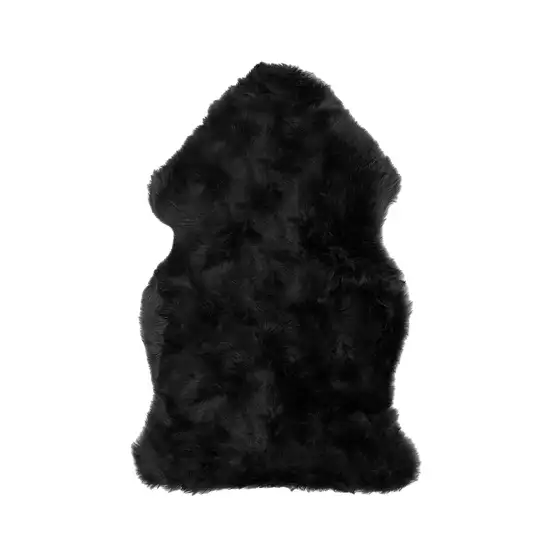 Black Shag Sheepskin Area Rug Photo 2