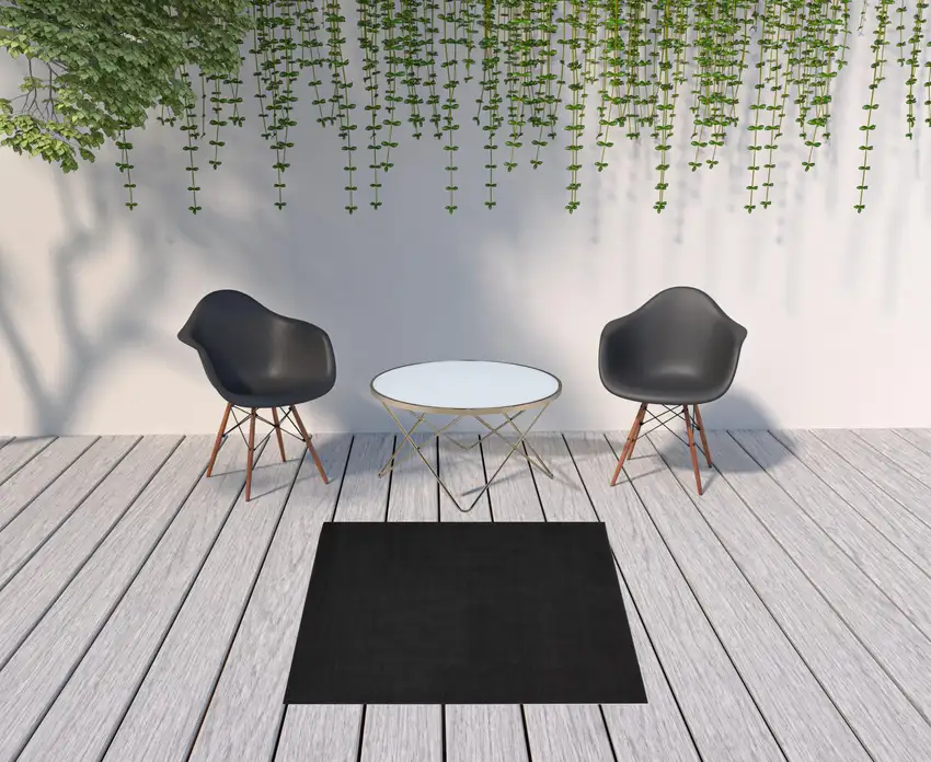 Black Square Non Skid Indoor Outdoor Area Rug Photo 2