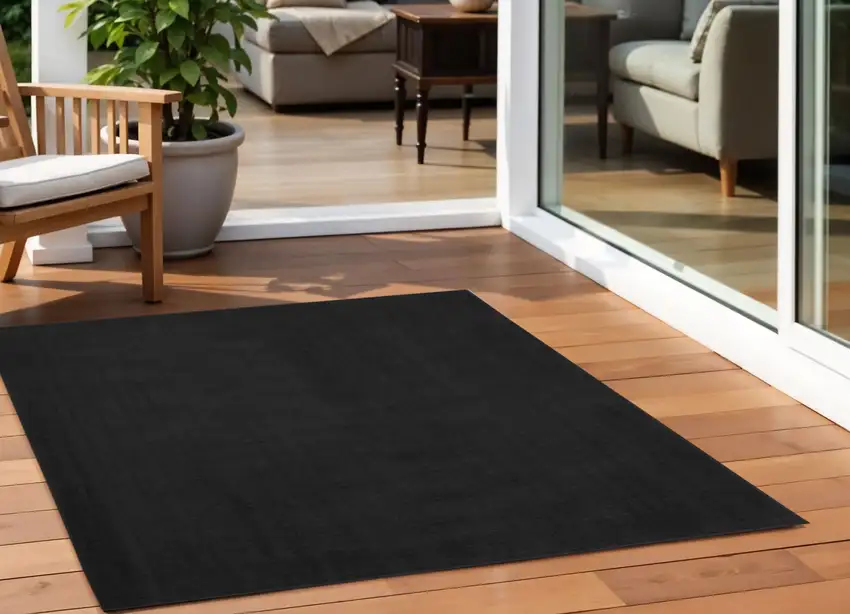 Black Square Non Skid Indoor Outdoor Area Rug Photo 1