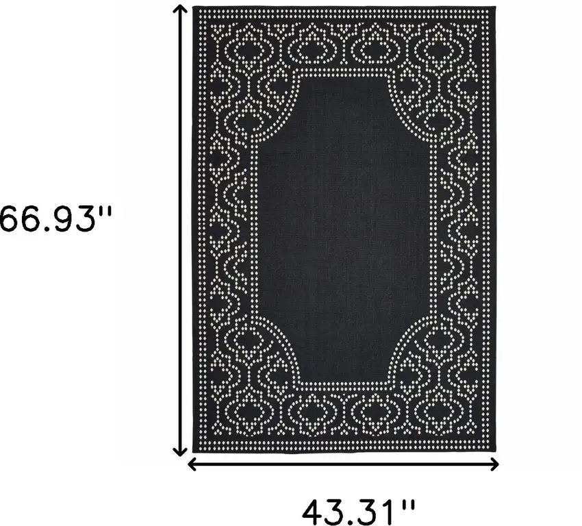 Black Stain Resistant Indoor Outdoor Area Rug Photo 5