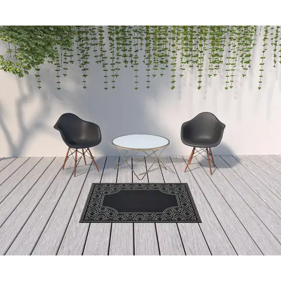 Black Stain Resistant Indoor Outdoor Area Rug Photo 2