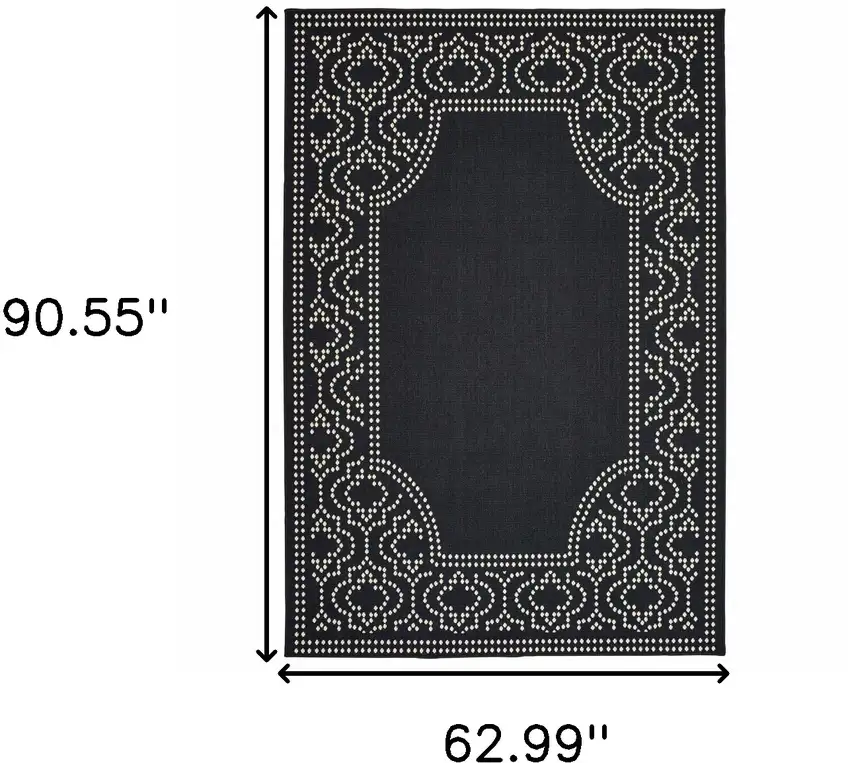 Black Stain Resistant Indoor Outdoor Area Rug Photo 5