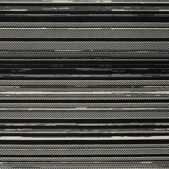 Black Striped Power Loom Area Rug Photo 4
