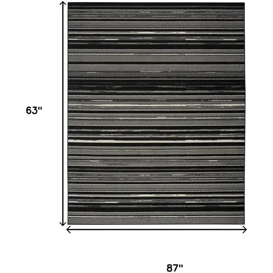 Black Striped Power Loom Area Rug Photo 3