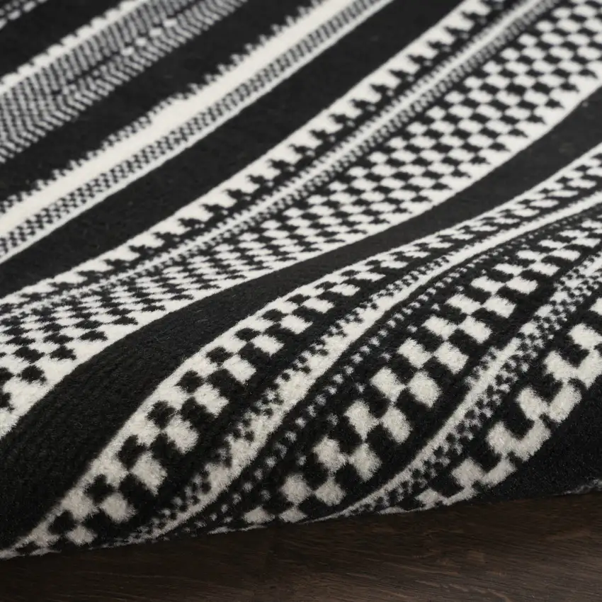Black Striped Power Loom Area Rug Photo 9
