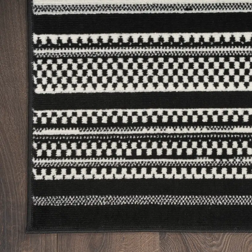Black Striped Power Loom Area Rug Photo 9