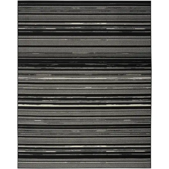 Black Striped Power Loom Area Rug Photo 2