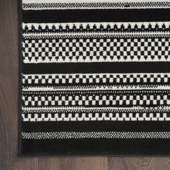 Black Striped Power Loom Area Rug Photo 9