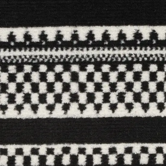 8' Black And White Striped Runner Rug Photo 6