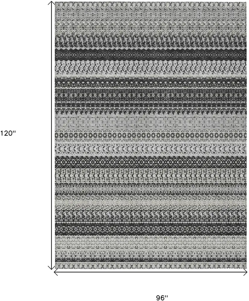 Black Striped Washable Non Skid Indoor Outdoor Area Rug Photo 3
