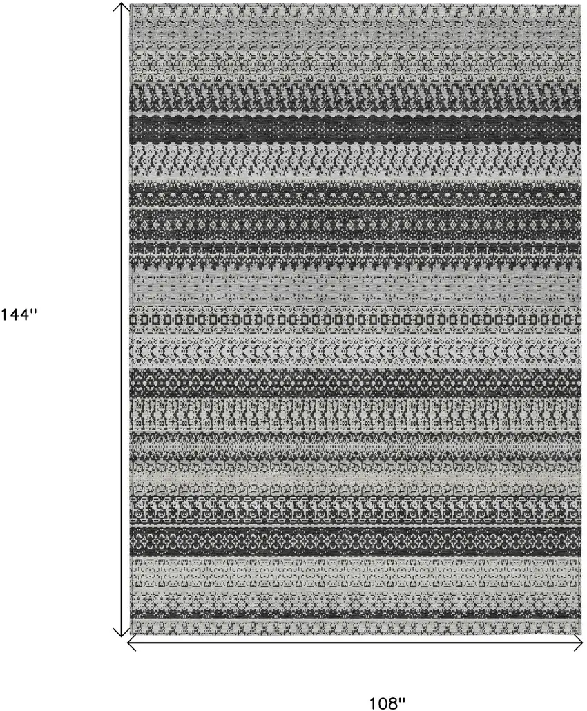 Black Striped Washable Non Skid Indoor Outdoor Area Rug Photo 3