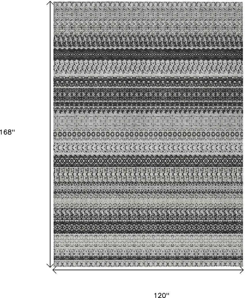 Black Striped Washable Non Skid Indoor Outdoor Area Rug Photo 3