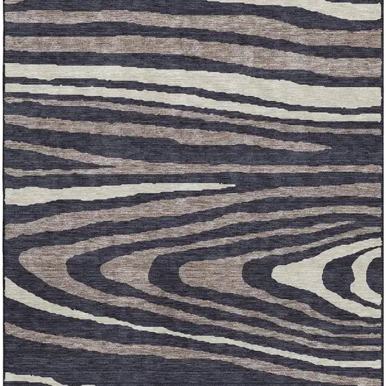 Black Taupe And Beige Woodland Lodge Washable Area Rug With UV Protection Photo 2